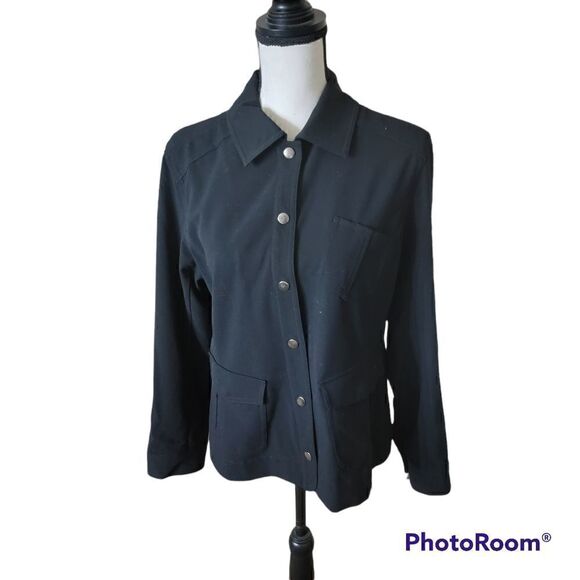 Chico's Black Snap Jersey Knit Shacket. Size 1. - Picture 1 of 8